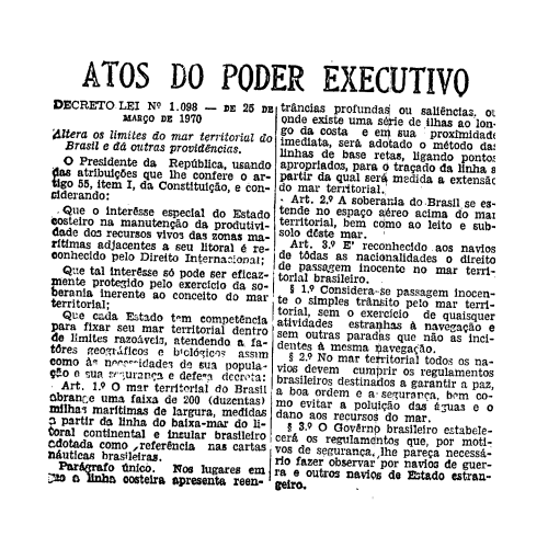 Altera os limites do mar territorial do Brasil e dá outras providências.