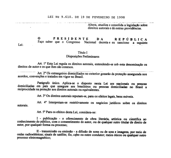 Altera, atualiza e consolida a legislação sobre direitos autorais, e dá outras providências.