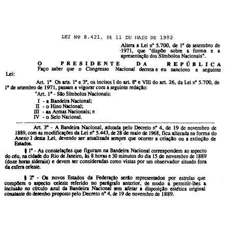 Altera a Lei nº 5.700, de 1º de setembro de 1971, que 